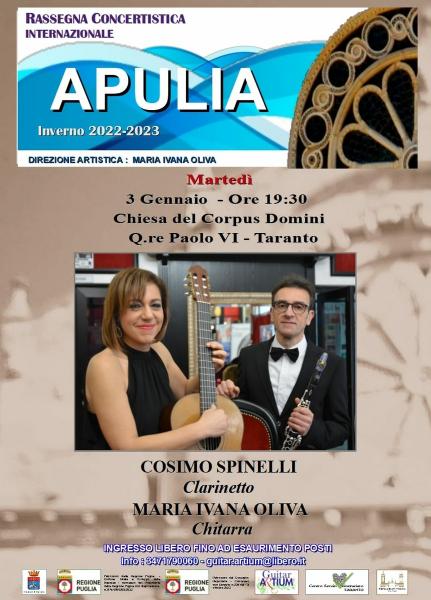 RASSEGNA CONCERTISTICA INTERNAZIONALE "APULIA" CONCERTO CLARINETTO E CHITARRA DUO SPINELLI-OLIVA