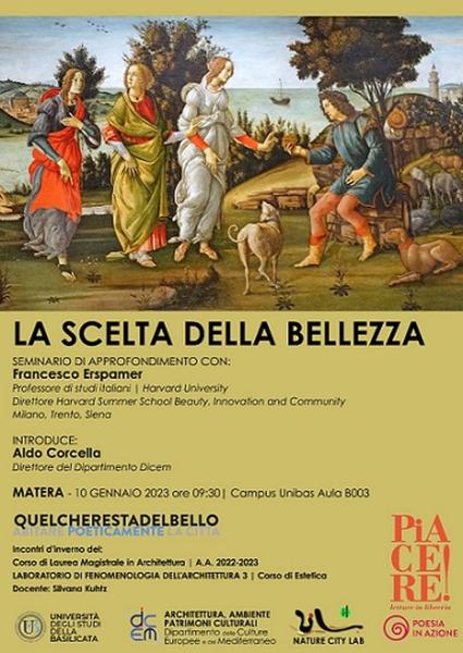 “La scelta della bellezza” seminario a Matera con Francesco Erspamer,