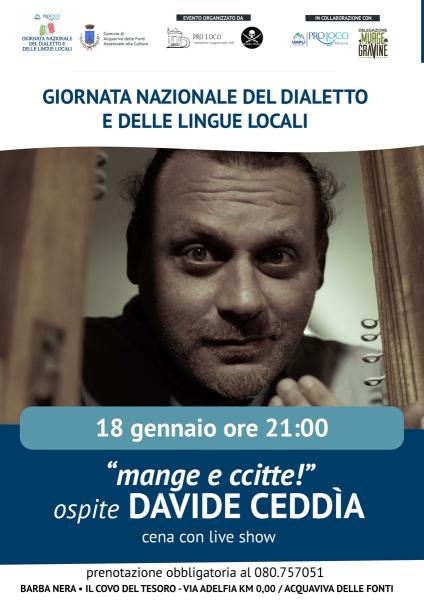Mange e ccitte! Una cena e live show con Davide Ceddìa
