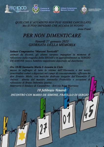PER NON DIMENTICARE: GIORNATA DELLA MEMORIA