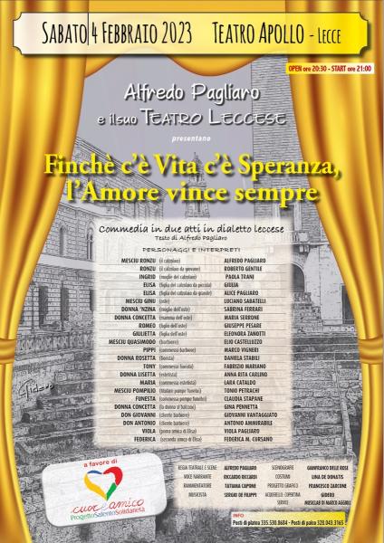 Serata di beneficienza per Cuore Amico al Teatro Apollo di Lecce