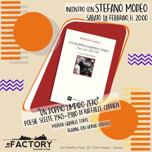 "UN DOPPIO LIMPIDO ZERO" - Incontro con Stefano Modeo