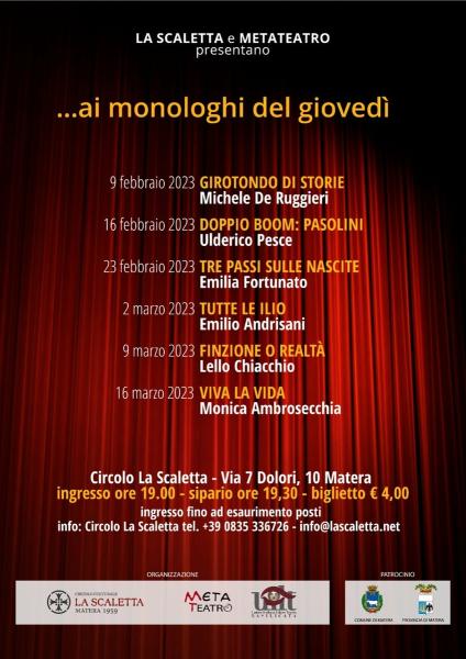 "Tre Passi sulle Nascite" per i Ai monologhi del giovedì