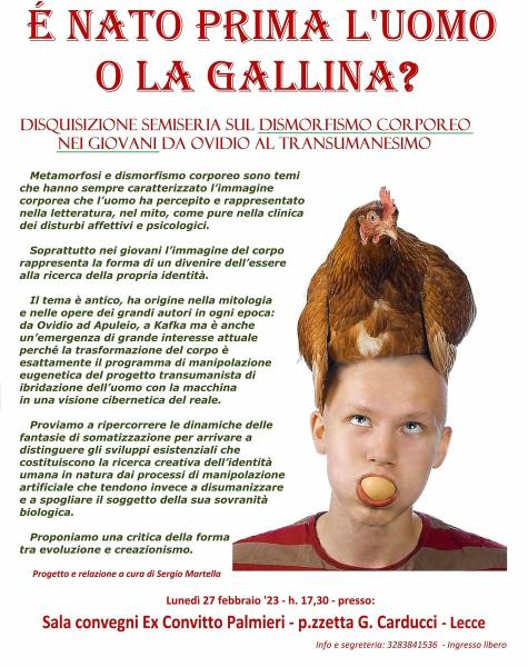 Seminario su metamorfosi e dismorfismo nei giovani: critica della forma tra evoluzione e creazionismo