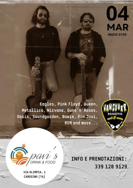 HANGOVER - duo acustico rock'n'pop live al Pavi's/Carosino (TA)