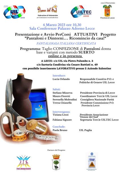"PANTALONAIA ITALIANA CERTIFICATA": incontro di presentazione del Corso di sartoria solidale per donne in condizioni di fragilità