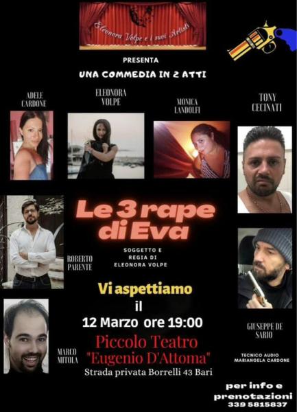 Commedia teatrale comica "parodia LE TRE RAPE DI EVA"