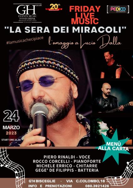 ' La sera dei miracoli' omaggio a Lucio Dalla live a Bisceglie