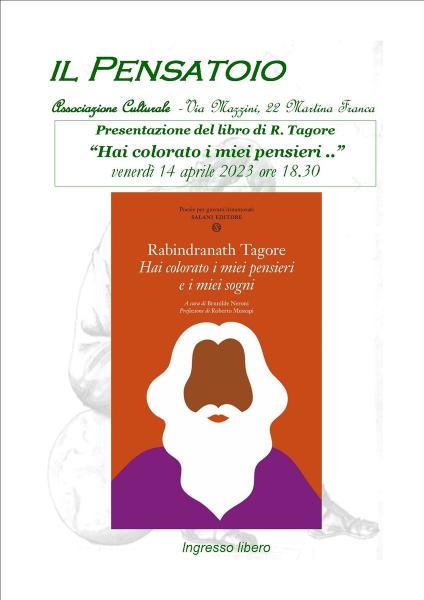 Presentazione del libro  ”Hai colorato i miei pensieri e i miei sogni" di R. Tagore