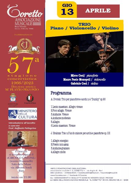 TRIO MIRCO CECI -PIANOFORTE- MAURO PAOLO MONOPOLI -V.LLO - GABRIELE CECI - VIOLINO