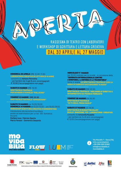 Rassegna teatrale APERTA con Laboratori e Workshop di Scrittura Creativa