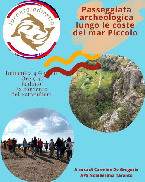 Domenica 4 giugno, passeggiata archeologica lungo le coste del Mar Piccolo
