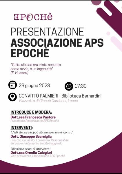 Presentazione Associazione APS Epochè