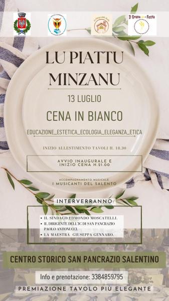 LU PIATTU MINZANU . Cena in bianco, flashmob de LA STANZA DELLA TAVOLA-IN_GRANO