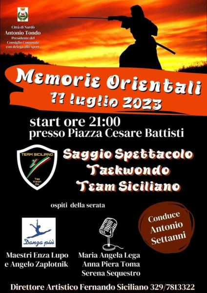 Memorie Orientali spettacolo sportivo dell'Asd Taekwondo Team Siciliano
