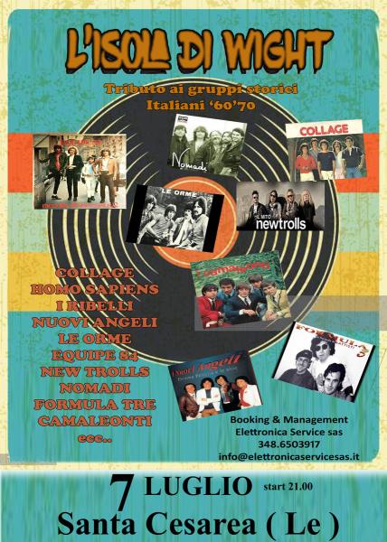 " L'ISOLA DI WIGHT " tributo ai gruppi storici Italiani anni '60'70