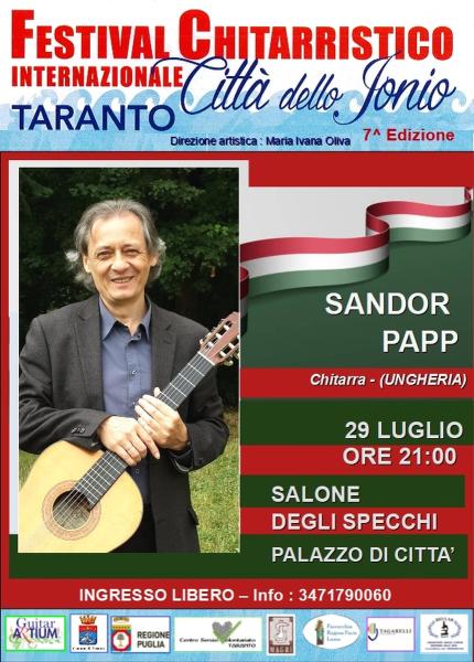 FESTIVAL CHITARRISTICO INTERNAZIONALE "CITTA' DELLO JONIO" SANDOR PAPP  (UNGHERIA)