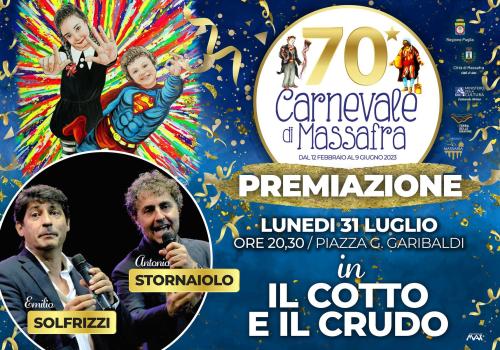 Cerimonia di premiazione della 70^ edizione del Carnevale di Massafra