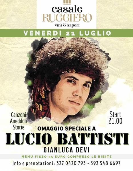 TRIBUTO SPECIALE A LUCIO BATTISTI con Gianluca Devi @ Casale Ruggiero (Monopoli)