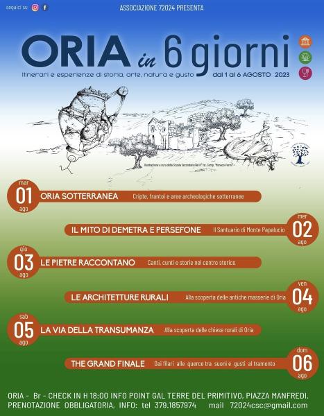 Oria in 6 giorni: itinerari  di storia, arte, natura e gusto