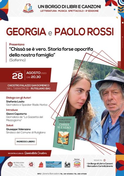 L'attore comico e cabarettista PAOLO ROSSI, in compagnia di sua figlia Georgia, ospiti del festival UN BORGO DI LIBRI E CANZONI