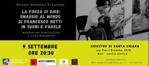 La forza di dire: omaggio in suoni e parole al mondo di Francesco Netti
