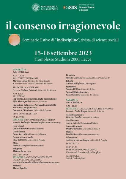 Seminario Estivo della Rivista di Scienze Sociali “Indiscipline”