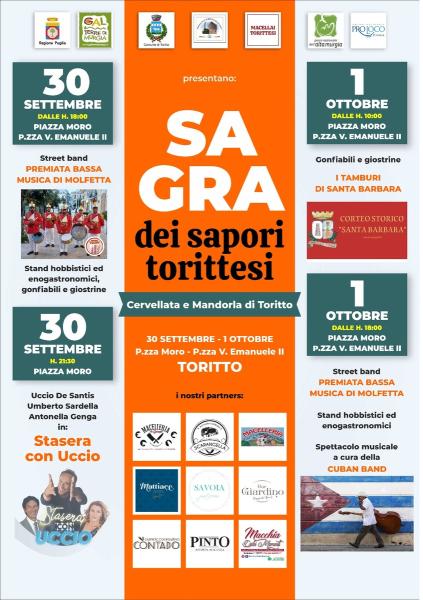 sagra dei sapori torittesi : mandorla di Toritto e cervellata salsiccia di Toritto