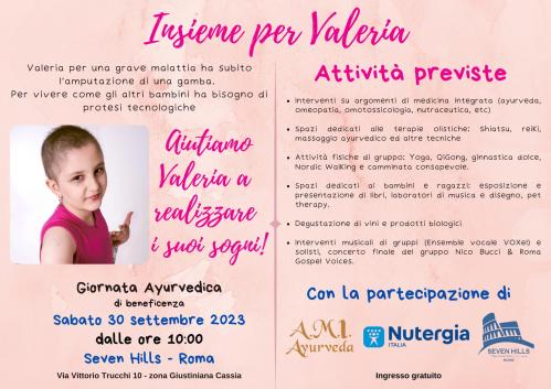 “Insieme per Valeria” l'evento che unisce la medicina ayurvedica alla beneficenza