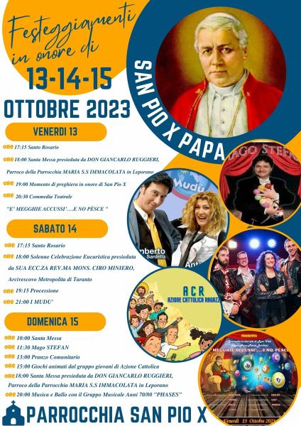 Festeggiamenti in onore di San Pio X Papa