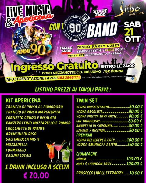 90Gradi live At jibo' disco club