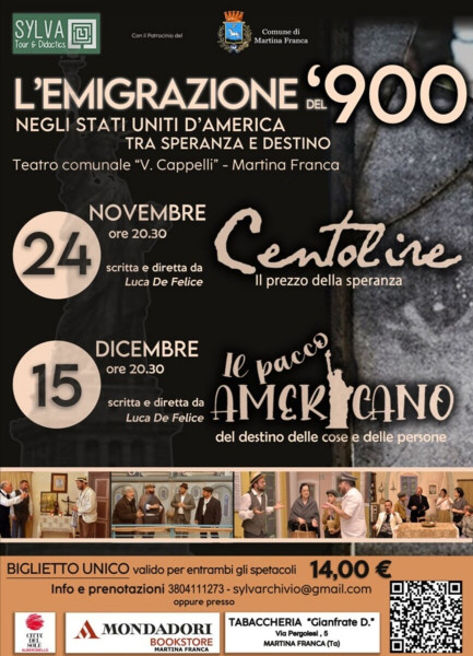 Spettacoli teatrali "Centolire - il prezzo della speranza " e "Il pacco americano"