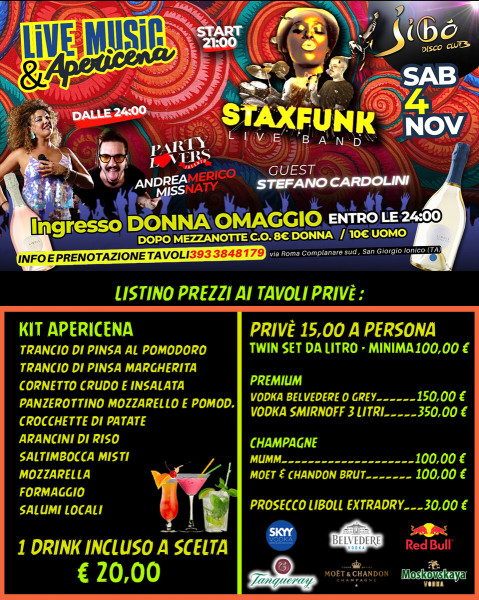 Apericena+LiveMusic - Dalle h.24 DiscoParty - Donna Omaggio