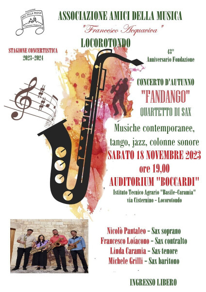 CONCERTO D'AUTUNNO con il Fandango SAX Quartet