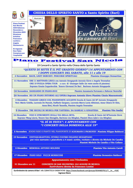 PIANO FESTIVAL SAN NICOLA 2023 di EurOrchestra in Musica