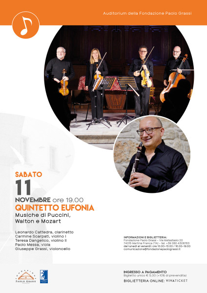 Concerto "Il cielo e l'onda" con il Quartetto Eufonia e il clarinettista Leonardo Cattedra