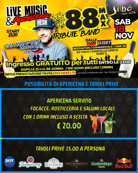 Gli Anni D'oro con gli 88MAX Live Music + Apericena + Dj Set