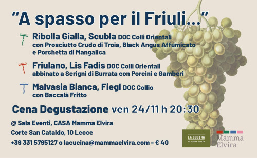 A Spasso per il Friuli, Cena con Degustazione 🥂