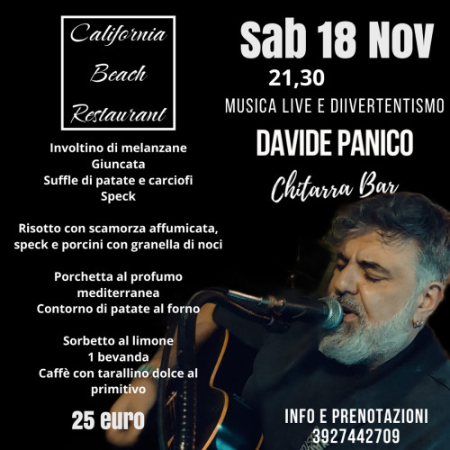 Live music e divertentismo con Davide Panico chitarra bar