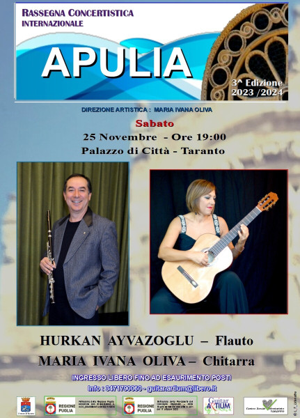 RASSEGNA CONCERTISTICA INTERNAZIONALE “APULIA” - HURKAN AYVAZOGLU (Turchia) -FLAUTO, MARIA IVANA OLIVA- CHITARRA