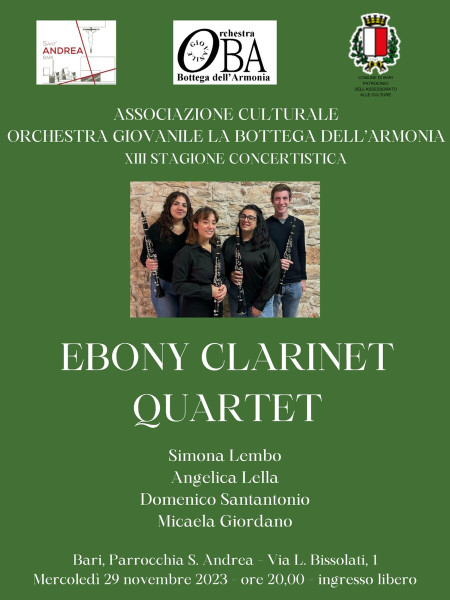 L'Ebony Clarinet Quartet per la Stagione dell'OBA