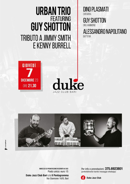 “URBAN TRIO featuring Guy Shotton” Tributo a Jimmy Smith e Kenny Burrell