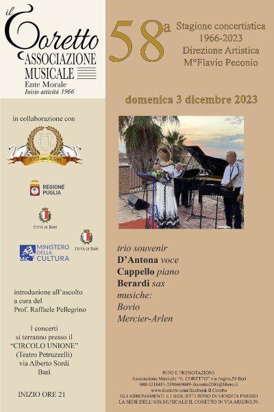 TRIO SOUVENIR MARIA AUSILIA D'ANTONA- VOCE - MASSIMO CAPPELLO -PIANOFORTE - MARCO BERARDI - SASSOFONO