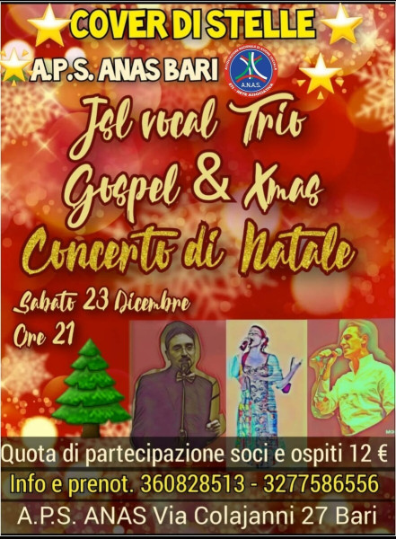 Anti-Vigilia di Natale con il Coro Gospel "JSL VOCAL GOSPEL & XMAS" all' A.P.S. ANAS di Bari  - Sabato 23 Dicembre2023 h. 21:00
