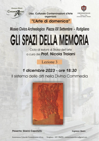 «GLI SPAZI DELLA MEMORIA» - Lezioni di Storia dell’Arte: «Il sistema delle arti nella Divina Commedia»