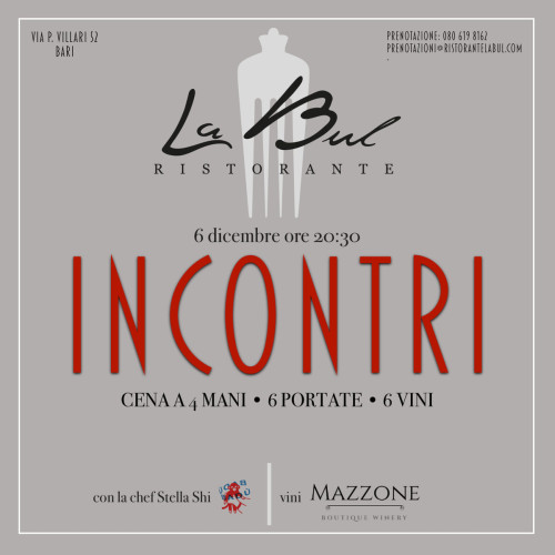 Incontri | cena a 4 mani • 6 portate • 6 vini