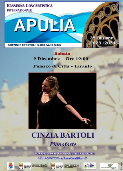 RASSEGNA CONCERTISTICA INTERNAZIONALE "APULIA" CINZIA BARTOLI -PIANOFORTE