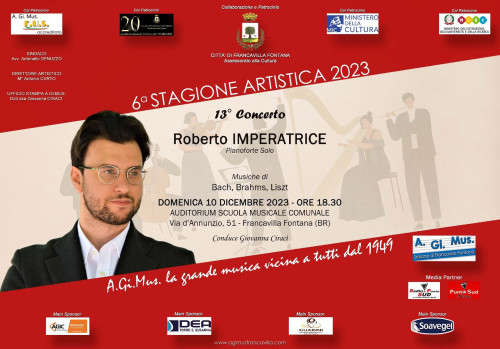 Il pianista Roberto Imperatrice in concerto a Francavilla Fontana