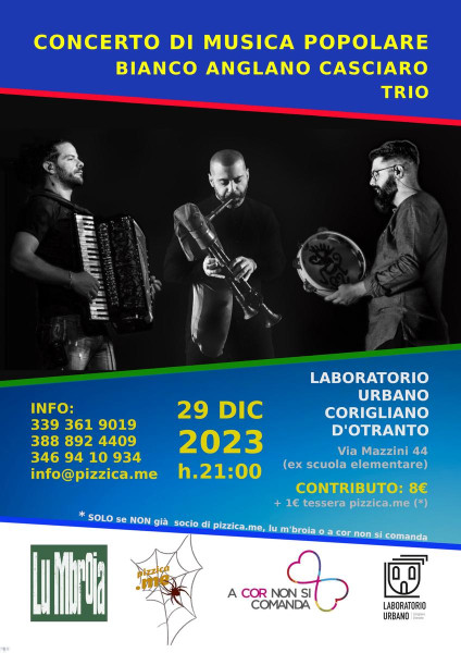 Concerto di musica popolare con Bianco Anglano Casciaro Trio