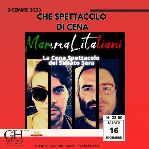 CENA SPETTACOLO DEL SABATO SERA A BISCEGLIE